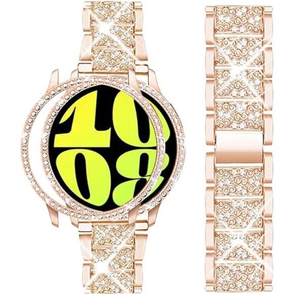 NEW Bling Rose Gold Apple Watch Band with Case - Picture 1 of 4